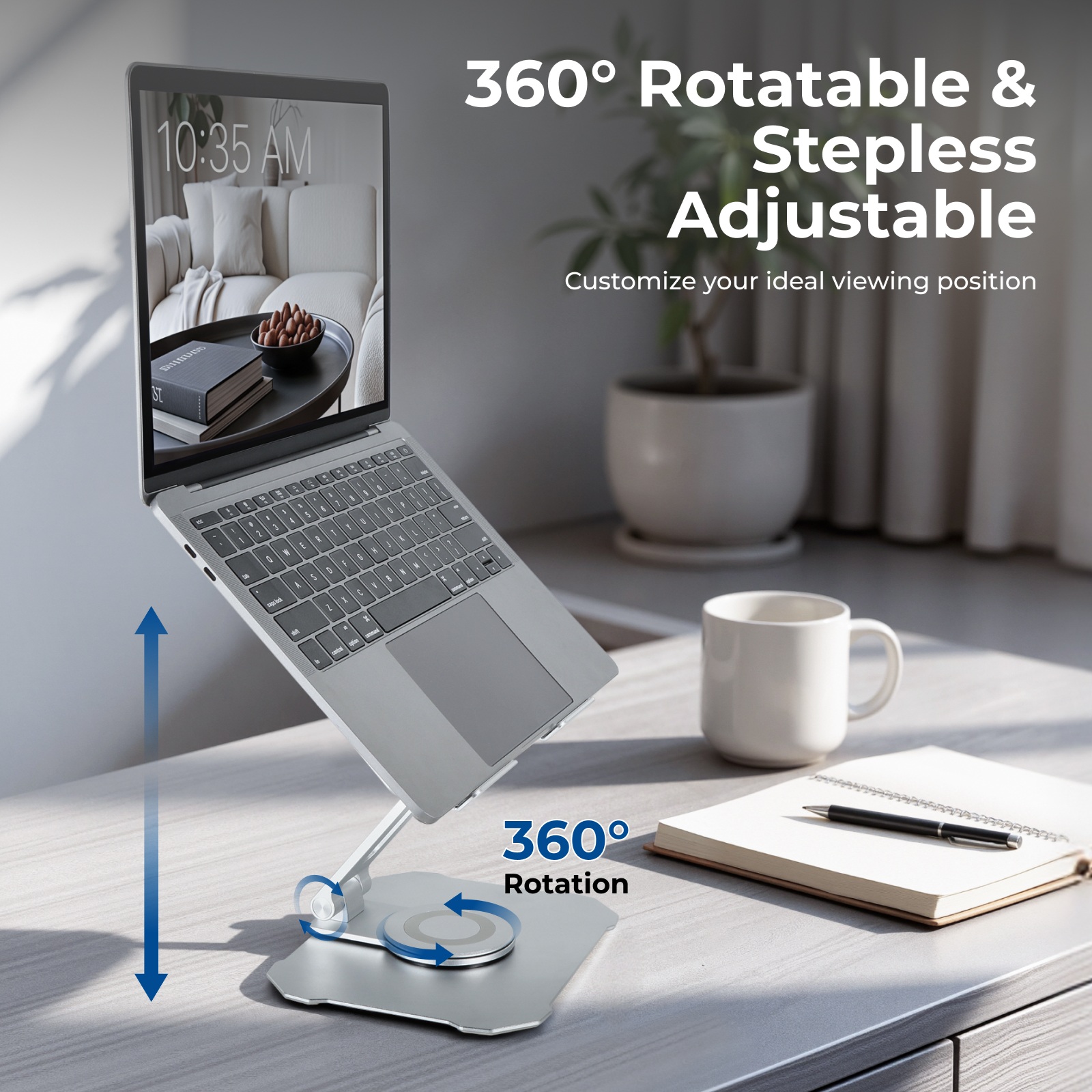 Brateck 360° Rotating Foldable Laptop Riser (For 7"-17.3" Laptops & Tablets) thumbnail 3
