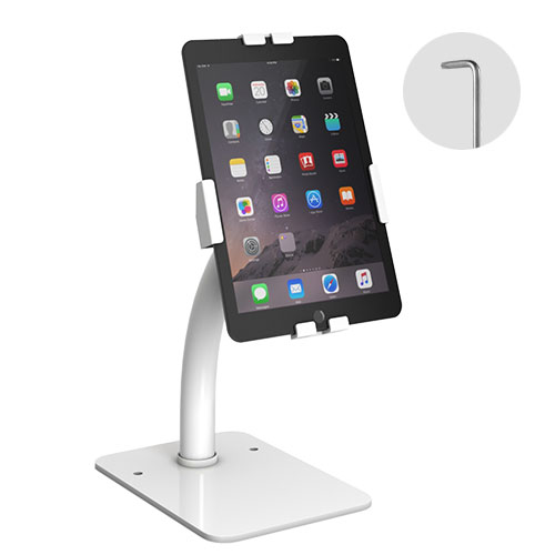 Brateck MPBT-PAD33-03 Universal Anti-Theft Tablet Countertop Fit most  7.9” to 11” Tablets - White 160x230x415mm, Anti-Theft Locking Screw