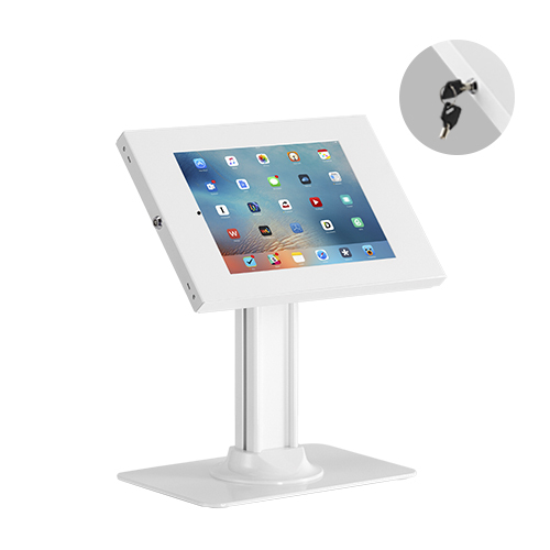 Brateck Anti-Theft Countertop Tablet Holder with Bolt Down Base Fit most  9.7” to 11” tablets - White 300x200x469mm, Anti-theft Lock with a Key