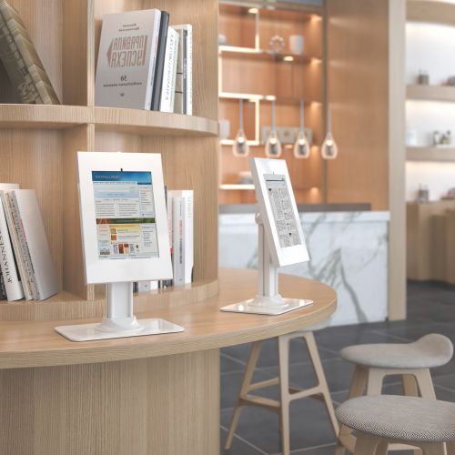 Brateck Anti-Theft Countertop Tablet Holder with Bolt Down Base Fit most  9.7” to 11” tablets - White 300x200x469mm, Anti-theft Lock with a Key thumbnail 2